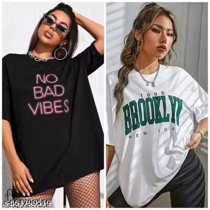 Trendy Oversized Printed Women’s T-Shirt Combo