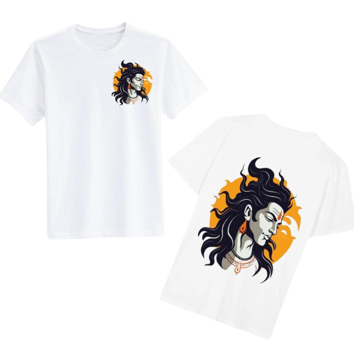 MENS SHIVA PRINTED WHITE T-SHIRT